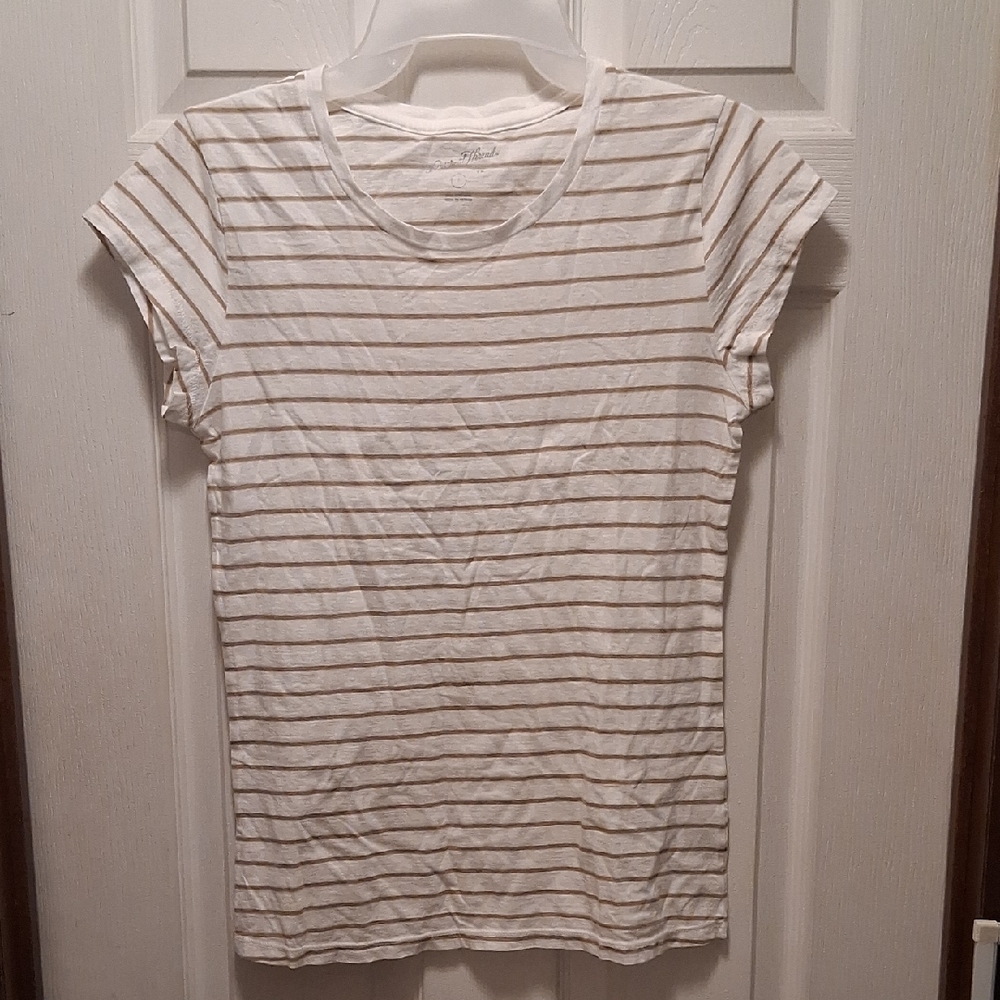 Old Navy Cream and Brown Striped Tee